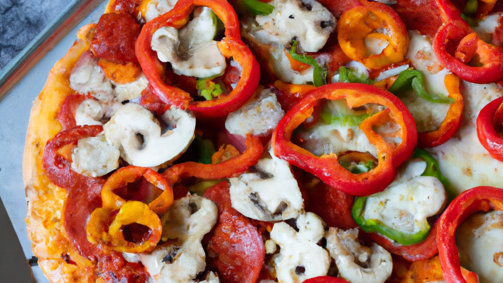 Cauliflower Crust Pizza with pepperoni mushrooms and bell pepper edited